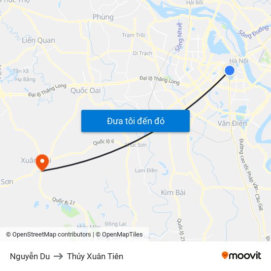 Nguyễn Du to Thủy Xuân Tiên map