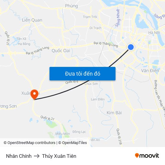 Nhân Chính to Thủy Xuân Tiên map