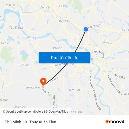 Phú Minh to Thủy Xuân Tiên map