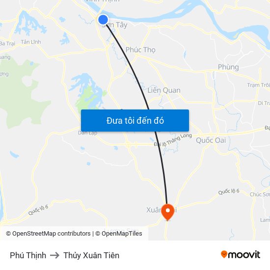 Phú Thịnh to Thủy Xuân Tiên map