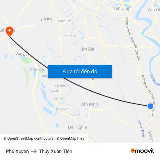 Phú Xuyên to Thủy Xuân Tiên map