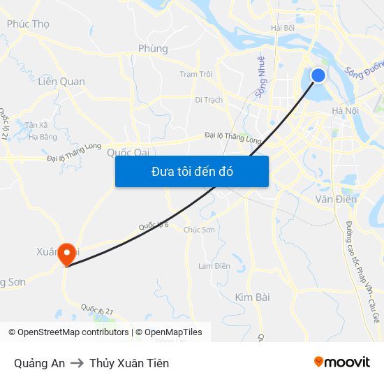 Quảng An to Thủy Xuân Tiên map