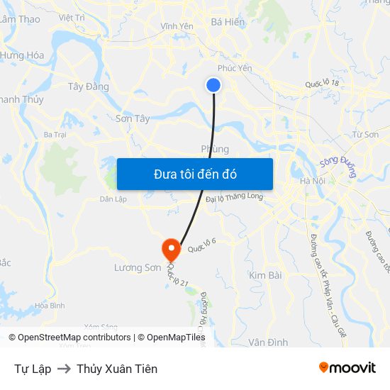 Tự Lập to Thủy Xuân Tiên map