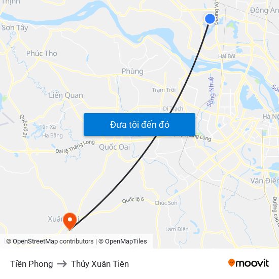 Tiền Phong to Thủy Xuân Tiên map
