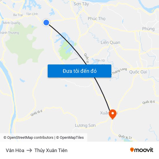 Vân Hòa to Thủy Xuân Tiên map