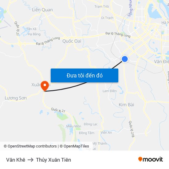 Văn Khê to Thủy Xuân Tiên map