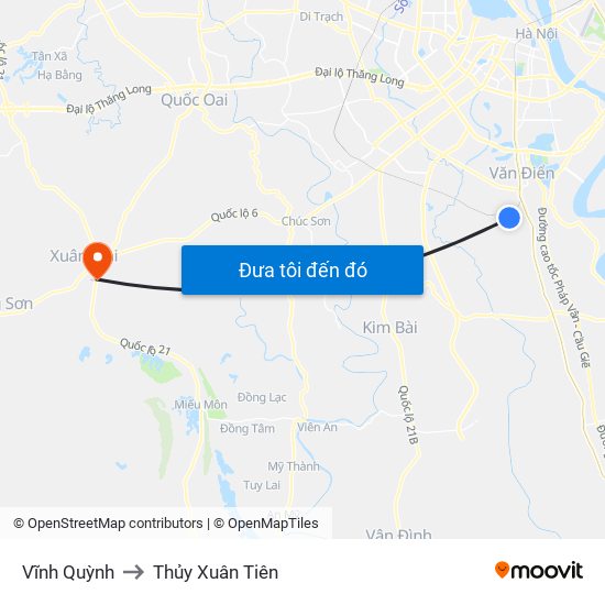 Vĩnh Quỳnh to Thủy Xuân Tiên map