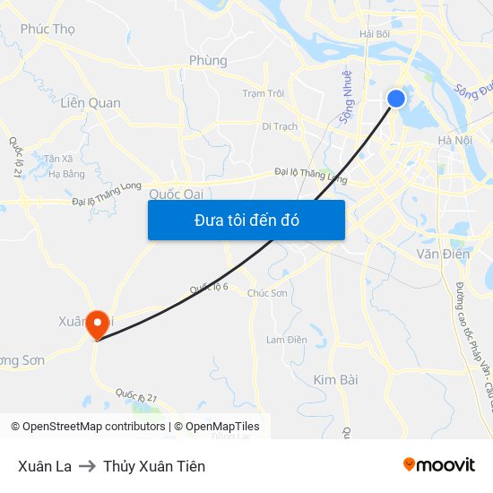 Xuân La to Thủy Xuân Tiên map