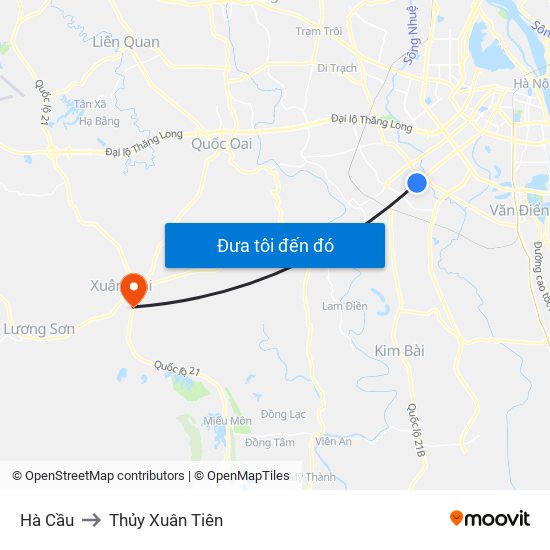 Hà Cầu to Thủy Xuân Tiên map