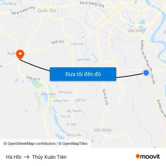 Hà Hồi to Thủy Xuân Tiên map