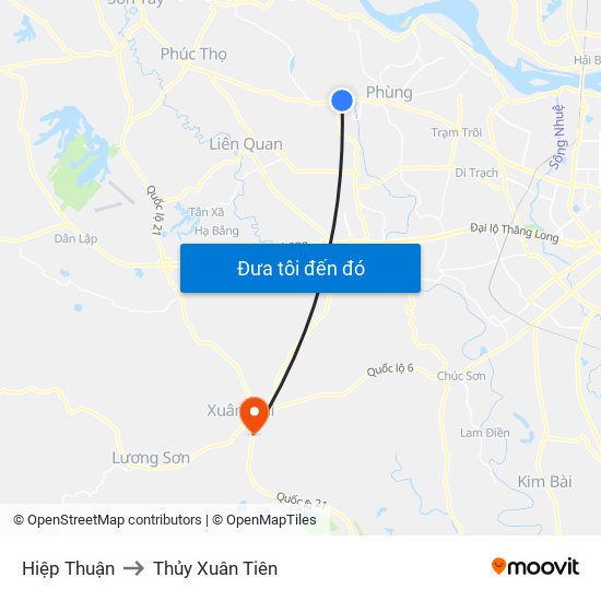 Hiệp Thuận to Thủy Xuân Tiên map
