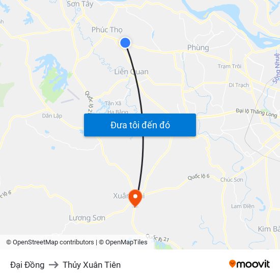 Đại Đồng to Thủy Xuân Tiên map