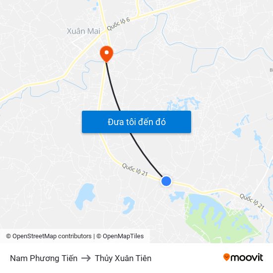 Nam Phương Tiến to Thủy Xuân Tiên map