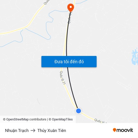 Nhuận Trạch to Thủy Xuân Tiên map