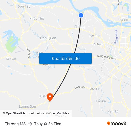 Thượng Mỗ to Thủy Xuân Tiên map