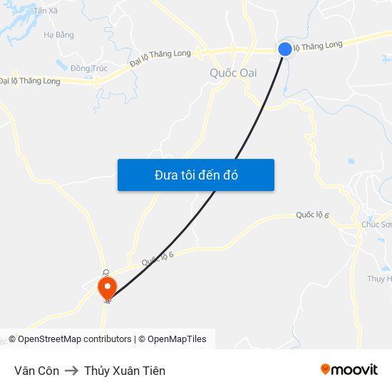 Vân Côn to Thủy Xuân Tiên map