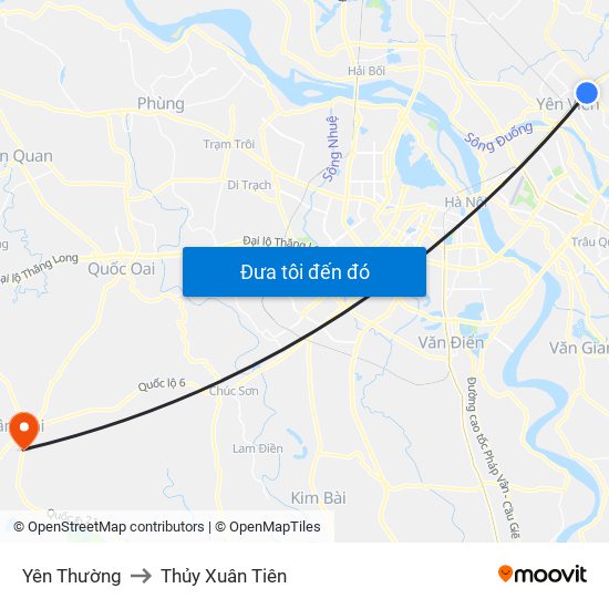 Yên Thường to Thủy Xuân Tiên map