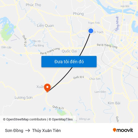 Sơn Đồng to Thủy Xuân Tiên map