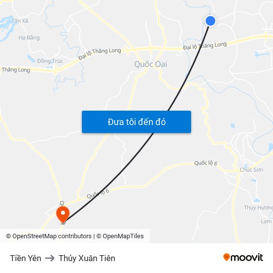 Tiền Yên to Thủy Xuân Tiên map