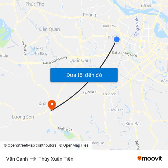 Vân Canh to Thủy Xuân Tiên map