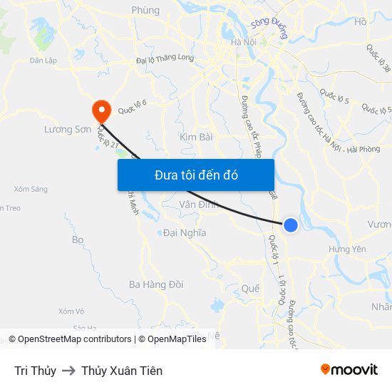 Tri Thủy to Thủy Xuân Tiên map