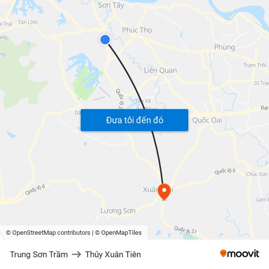 Trung Sơn Trầm to Thủy Xuân Tiên map