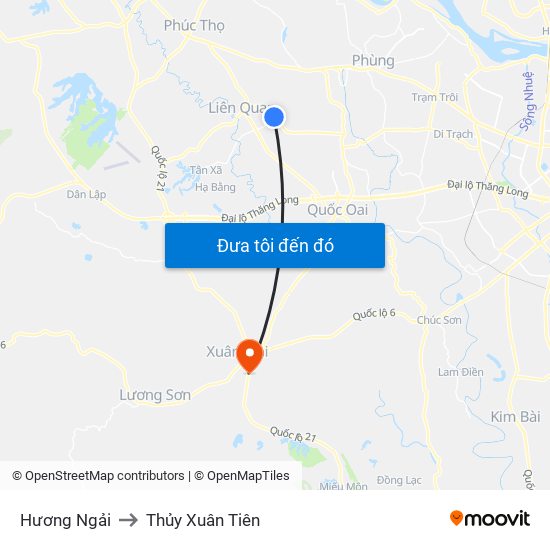 Hương Ngải to Thủy Xuân Tiên map