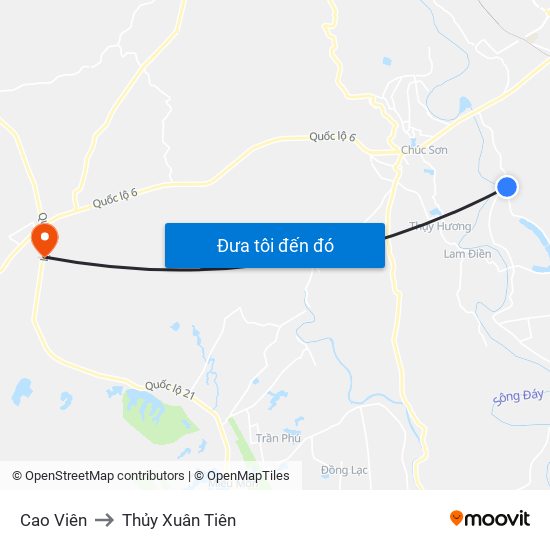 Cao Viên to Thủy Xuân Tiên map