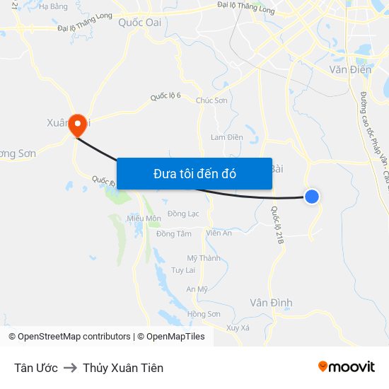 Tân Ước to Thủy Xuân Tiên map