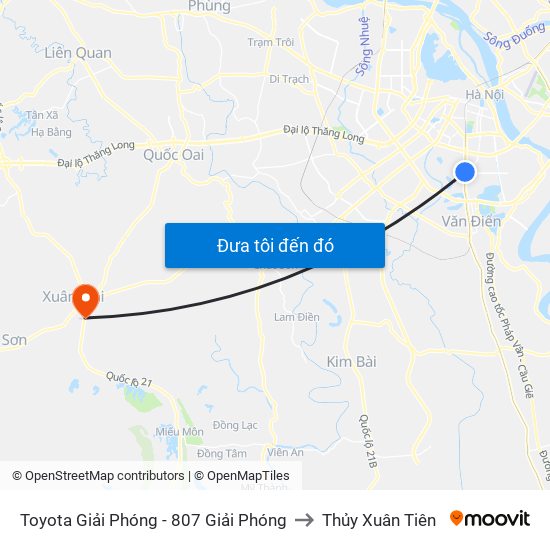 Toyota Giải Phóng - 807 Giải Phóng to Thủy Xuân Tiên map