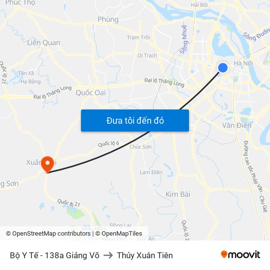 Bộ Y Tế - 138a Giảng Võ to Thủy Xuân Tiên map