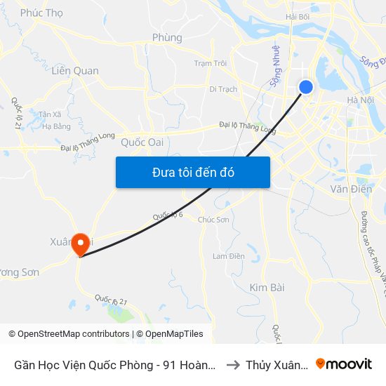 Gần Học Viện Quốc Phòng - 91 Hoàng Quốc Việt to Thủy Xuân Tiên map