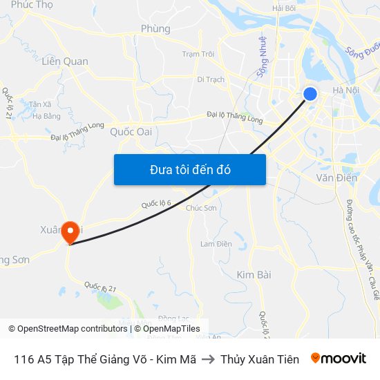 116 A5 Tập Thể Giảng Võ - Kim Mã to Thủy Xuân Tiên map
