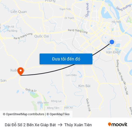 Dải Đỗ Số 2 Bến Xe Giáp Bát to Thủy Xuân Tiên map