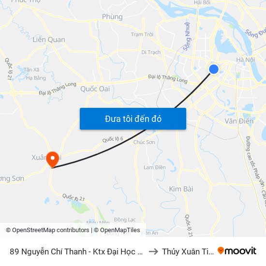 89 Nguyễn Chí Thanh - Ktx Đại Học Luật to Thủy Xuân Tiên map