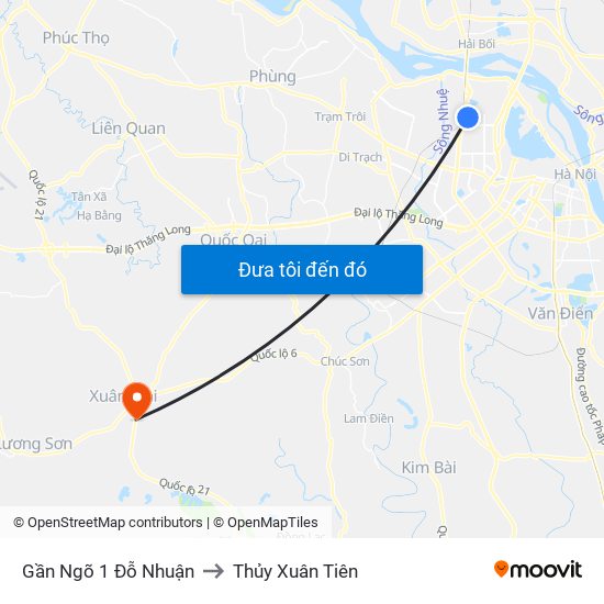 Gần Ngõ 1 Đỗ Nhuận to Thủy Xuân Tiên map