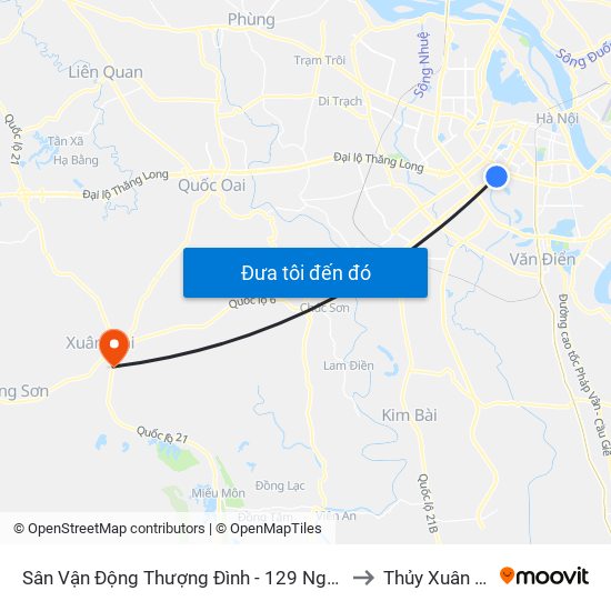 Sân Vận Động Thượng Đình - 129 Nguyễn Trãi to Thủy Xuân Tiên map