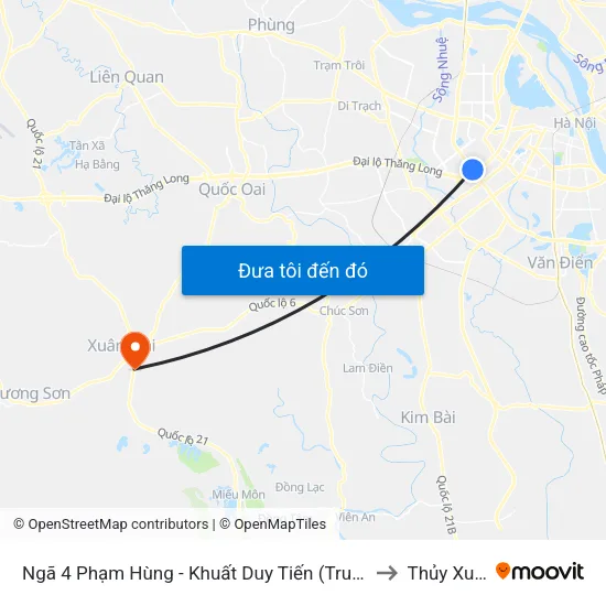 Ngã 4 Phạm Hùng - Khuất Duy Tiến (Trung Tâm Hội Nghị Quốc Gia) to Thủy Xuân Tiên map