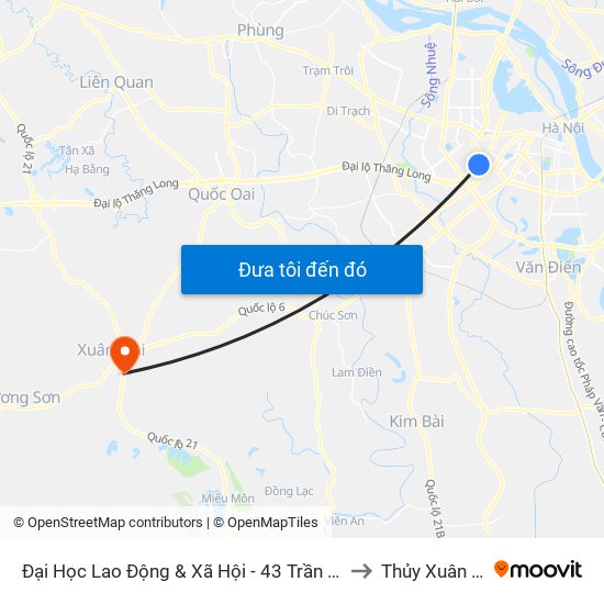 Đại Học Lao Động & Xã Hội - 43 Trần Duy Hưng to Thủy Xuân Tiên map