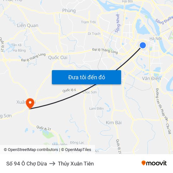 Số 94 Ô Chợ Dừa to Thủy Xuân Tiên map
