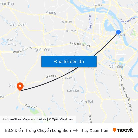 E3.2 Điểm Trung Chuyển Long Biên to Thủy Xuân Tiên map
