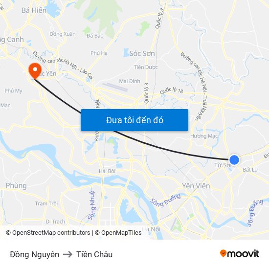 Đồng Nguyên to Tiền Châu map