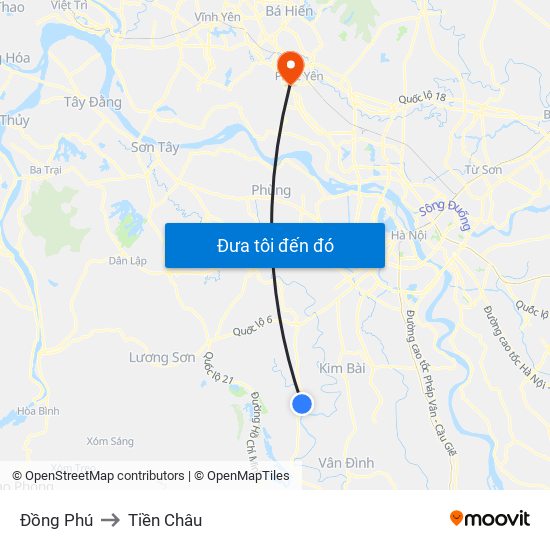 Đồng Phú to Tiền Châu map