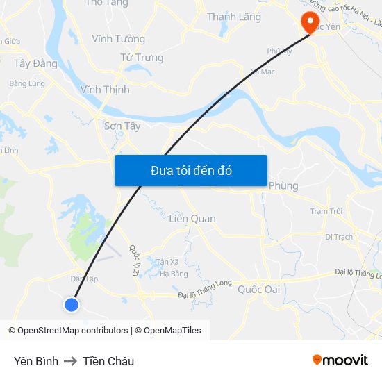 Yên Bình to Tiền Châu map