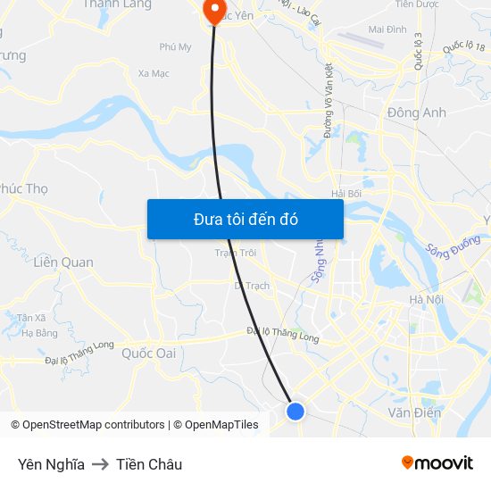 Yên Nghĩa to Tiền Châu map