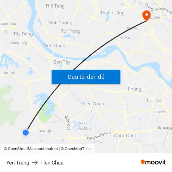 Yên Trung to Tiền Châu map