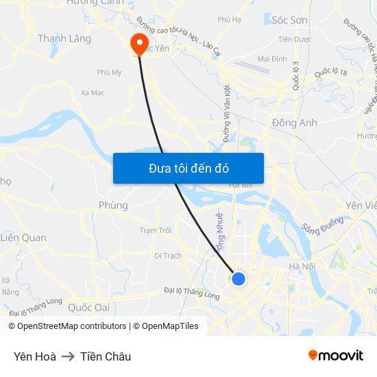 Yên Hoà to Tiền Châu map