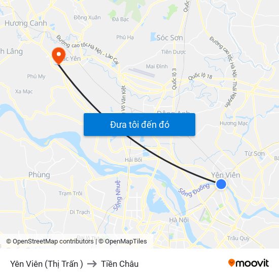 Yên Viên (Thị Trấn ) to Tiền Châu map