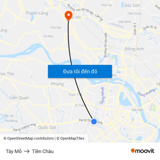 Tây Mỗ to Tiền Châu map