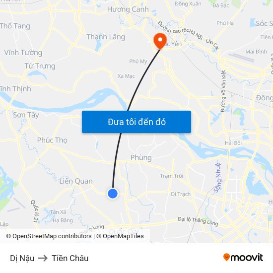 Dị Nậu to Tiền Châu map